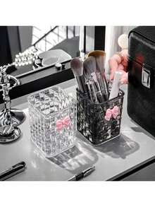 1pc Acrylic Desktop Pen Holder, 2 Color Options, Size: 4.13*2.95*2.95 Inches, Transparent Acrylic Desktop Storage Box - Pen Holder & Organizer, For Office & Dorm Daily Use - Multicolor - View 8