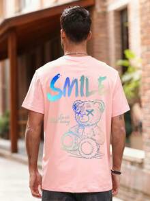 Zrgoth 男士休闲百搭简约印花元素短袖T恤 - 粉色 - 查看 3