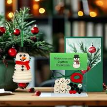 DIY Button Snowman Ornament Craft Kit, Make Your Own Holiday Tree Decorations, Family Activity Winter Crafts - Multicolor - View 3