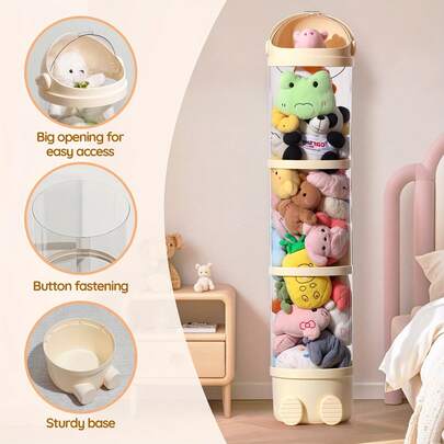 EZIFY Cream Toy Storage Tower For Dolls - 51/64 Inch (130/162cm) No Lights Multi-Tier Organizer