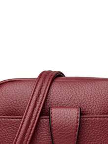 Stone Pu Leather Shoulder Hand Bag For Women Mom Purse Fashion Mother's Crossbody Bag Underarm Bag Small Square Satchel Handbag - Red - View 4