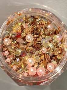 1 Box Merlard Dream Brocade Nail Powder: Ultra-Thin Iridescent Texture, Mixed Crushed Rhinestones, Create Sparkling Nail Atmosphere, Exquisite Nail Decoration, For Nail Salon Nail Decoration Use Nails - Multicolor - View 2