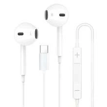 HiFi立体声有线耳机，带麦克风和音量控制，USB Type-C接口，适用于 15/16 Pro/17 Air/17 Pro Max、iPad Pro、S25/S24/S23/S22/S21、Pixel 9/8/7/6、OnePlus等设备 - 符合人体工学的入耳式设计，塑料材质，不防水，隔音效果好，按键音量控制