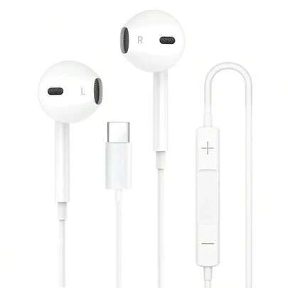 HiFi Stereo Wired Earbuds With Microphone And Volume Control, USB Type-C Earphones For IPhone 15/16 Pro/17 Air/17 Pro Max, IPad Pro, S25/S24/S23/S22/S21, Pixel 9/8/7/6, OnePlus - Ergonomic In-Ear Design, Plastic Material, Non-Waterproof, Noise Isolating, Key Control Volume