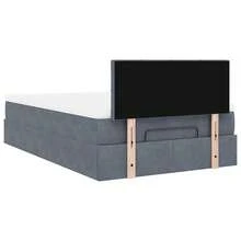 vidaXL Ottomane-Bett Mit Matratze, Dunkelgrau, 120x190 Cm, Samt - Grey - View 10