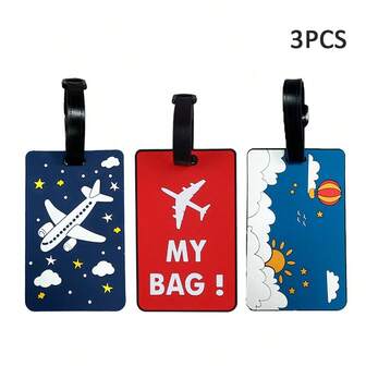 3 piezas Etiqueta para equipaje multicolor, regalo de Año Nuevo, etiqueta de equipaje tipo tarjeta de embarque, accesorios de equipaje