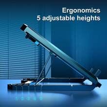 COOLCOLD Almohadilla de enfriamiento para portátil con 12 ventiladores, compatible con portátiles de 12-17.3 pulgadas, con 2 puertos USB y soporte para teléfono - Negro - Ver 6