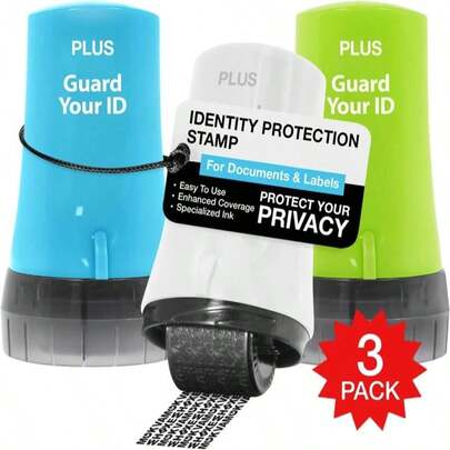 Guard Your ID Wide Advanced Roller 20 Identity Theft Prevention Security Stamp Purple