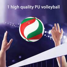 1pc Red, Green & White Patchwork Volleyball, Soft PU Material, Suitable For Beach, Water, Indoor & Outdoor Volleyball Games And Training, For Adults Men & Women - Multicolor - View 1