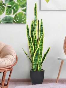 Cây lưỡi hổ nhân tạo, cây Sansevieria giả 17,7/21,2 inch, cây trồng trong chậu nhân tạo, cây nhựa nhiệt đới giả, dùng trong nhà và ngoài trời, trang trí nhà cửa, văn phòng, lá 3/4 (không có chậu), quà tặng ngày lễ tình nhân, trang trí nhà cửa, trang trí phòng học trở lại - Nhiều màu - Xem 2