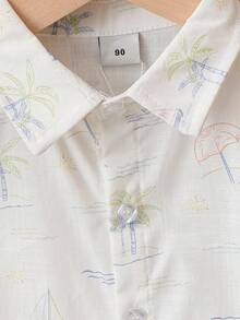 Boys' Casual Turndown Collar Short Sleeve Shirt, Summer - White - View 4