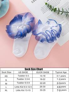 1 Paar Mädchen/Kinder Socken mit Rüschenkante, Alltagssocken & Feiertags-Prinzessin Baby Socken mit Plissee-Spitze - Blau - Übersicht 5