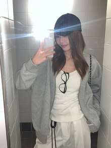 Women's U-Neck White Slim Fit Long Sleeve T-Shirt Undershirt, Autumn/Winter Casual Spring - White - View 4