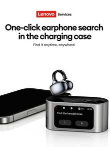 Tai nghe Bluetooth Lenovo RS105, nhét tai hở, màn hình cảm ứng đa chức năng, chụp từ xa, âm thanh không gian lõi kép, thời lượng pin dài, âm nhạc, thể thao, chơi game, vật liệu nâng cấp, vừa vặn thoải mái, tương thích với điện thoại thông minh và máy tính - màu đen - Xem 5
