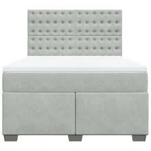 vidaXL Boxspringbett Mit Matratze Hellgrau 140x200 Cm Samt - Grigio - Visualizzare 4