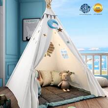 Kids Teepee Tent For Kids, Kid Play Tents For Girls & Boys, Gifts Playhouse For Indoor Outdoor Games, Toddler Toys House For Baby (Tee Pee For Child) - trắng - Xem 3