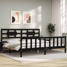 vidaXL Massivholzbett Mit Kopfteil Schwarz 200x200 Cm - nero - Visualizzare 2