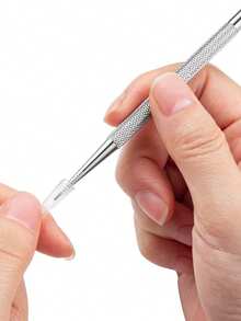 Multifunctional Stainless Steel Double-Headed Cuticle Pusher & Nail File, Nail Care Tool For Removing Cuticles And Shaping Nails - Silver - View 3