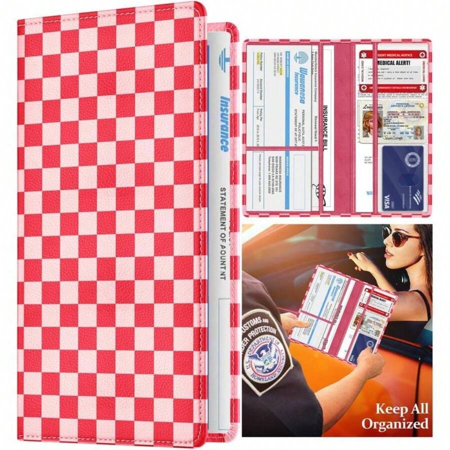 Car Registration And Insurance Holder Vehicle Glove Box Car Organizer Auto Truck Comparment Accessories Case With Magnetic Closure For Driver License And Cards - Quảng trường - Xem 1