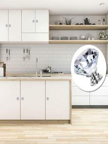 6pcs Diamond Crystal Glass Cabinet Drawer Knobs, Single Hole Cupboard Furniture Hardware, Diamond Design Crystal Glass Handles, Cabinet Knobs, Drawer Pulls, Kitchen Cabinet Handles, Furniture - Multicolor - View 4