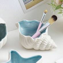 Conch Shape Jewelry Dish Ceramic Holder Ring Trinket Tray, Ocean - Themed Decorative Trinket Dish, Suitable Mother Friend Sister, Gifts Women, Home Decor Trinket DishSea Blue - 海藍 - 海螺 - 查看 4