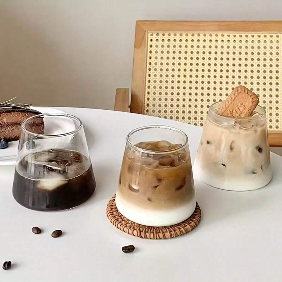 2/4pcs, 11.84oz Volcano Glass Cup, Transparent Coffee Glass Cup, Household Milk Cold Drink Glass Cup, High Borosilicate Glass Cup, Halloween Gift, Christmas Gift - Transparent - View 1