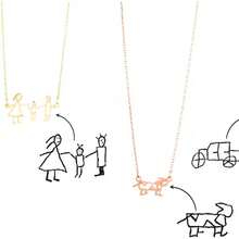 1pc Customized Minimalist Line Drawing Stainless Steel Memorial Necklace - Gold Painting Necklace - View 5