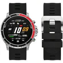 Correa de Reloj de Silicona de 26mm con Rayas Arqueadas para Hombres, Correa de Liberación Rápida, Hebilla Negra (Negro) - Negro (Hebilla plateada) - Ver 7