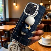 Funda de Teléfono Cuadros Azules Conejo con Patrón de Luna para Modelos de  y  Adecuada para Todas las Estaciones Opción de Regalo Ideal - Plateado - Ver 6