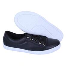 Women's Sneakers In Genuine Leather - Lightweight And Comfortable For Everyday Wear - 黑色 - 查看 4