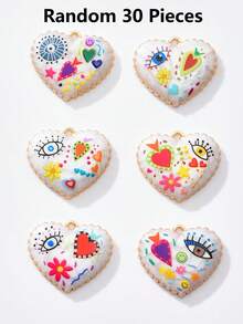 2/50pcs Random Multi-Color Fashionable Dark Heart & Devil's Eye Pendant, Suitable For DIY Necklace, Bracelet, Earring, Keychain, Phone Chain, Couple Gift Jewelry Making - Multicolor - View 26