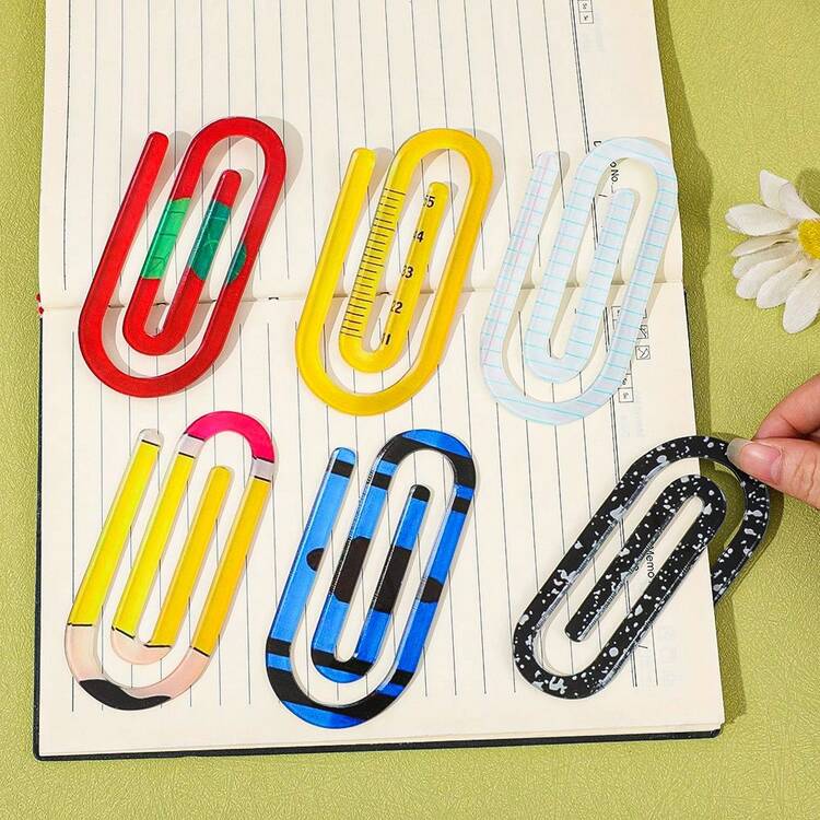 6-Piece Large Acrylic Paper Clip Set, Bright Colors - Large Paper Clips Are Used For Classroom Supplies, Back To School Teacher Gifts, And Organization - Very Suitable For Teachers And DIY Crafts, Random 6-Piece Fruit Acrylic Bookmark Set, Various Fruit Varieties. - Multicolor - View 1