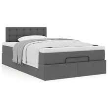 vidaXL Ottomanen-Bett Mit Matratze, Dunkelgrau, 120x190 Cm, Stoff - Grigio - Visualizzare 4