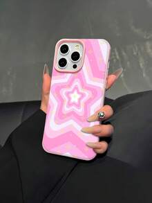 Funda para teléfono con estampado de estrellas rosas, compatible con teléfonos ,  17,  16 Pro Max,  15 Pro Max,  13 y  12. Fabricada en TPU para una protección eficaz contra golpes y caídas. Un regalo ideal para familiares, amigos, seres queridos, parejas y para Navidad. - Rosa - Ver 3