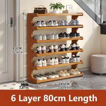 Senmeo Brown 4/5/6-Tier Shoe Storage Cabinet - Wood Grain Space-Saving Freestanding Rack, Easy To Assemble For Dorm & Entryway - Tầng 5 - Xem 6