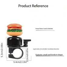 1个汉堡、薯条、爆米花、三明治造型自行车铃铛，超响亮，适用于山地车、滑板，自行车装饰，自行车配件 - 彩色 - 查看 12