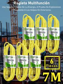EXTENSION 4 ENCHUFE 3M/5M/7M/10M/15M DE USO RUDO PARA EXTERIOR HOGAR - 7 metros--6 piezas - Ver 2