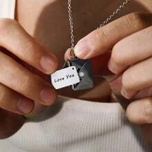 Custom Engraving Photo Locket •Sentimental Relationship Jewelry •Gold Mail Envelope Couple NecklaceBest Friend GiftMom's Gift - Multicolor - View 5