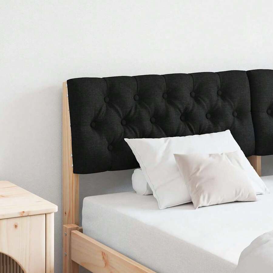 vidaXL Gepolstertes Kopfteil Schwarz 160 cm aus massivem Kiefernholz