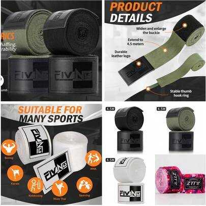 قطعتان من أربطة اليد المرنة للملاكمة والفنون القتالية المختلطة، أربطة يد تدريب عالمية من ألياف البوليستر، قفازات واقية احترافية للرجال والنساء، طول 177.17 بوصة، أربطة تدريب ملاكمة من جلد اصطناعي ومتين من البوليستر، مناسبة للملاكمة والتايلاندية والساندا، توفر دعم تقني وحماية للملاكمة والتدريب على الفنون القتالية، قماش رفيع وناعم، متوفرة باللون الوردي والأخضر العسكري والأسود والأبيض، مصممة للرجال والنساء