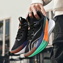 BYDY Carbon Board Sports Running Shoes For Men, Popcorn EVA Outsole With Carbon Board And TPR Sole Combination, Sports Shock Absorption Anti-Slip, Comfortable Breathable, Men's Low-Top Lace-Up Casual Sports Running Shoes, Suitable For All Seasons - Black - View 7