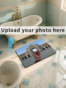 1pc Customized Text & Image Flannel Decorative Carpet, Soft Entrance Mat, Floor Protection, For Living Room, Entryway, Bedroom