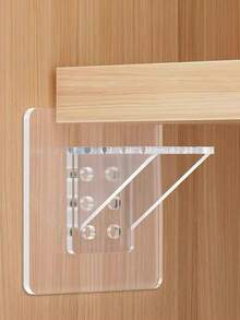 4 piezas de soportes de estantería de plástico transparente, divisor de armario sin perforación, soporte triangular de ángulo recto, abrazadera de fijación de estante de gabinete, transparente y blanco - Multicolor - Ver 6