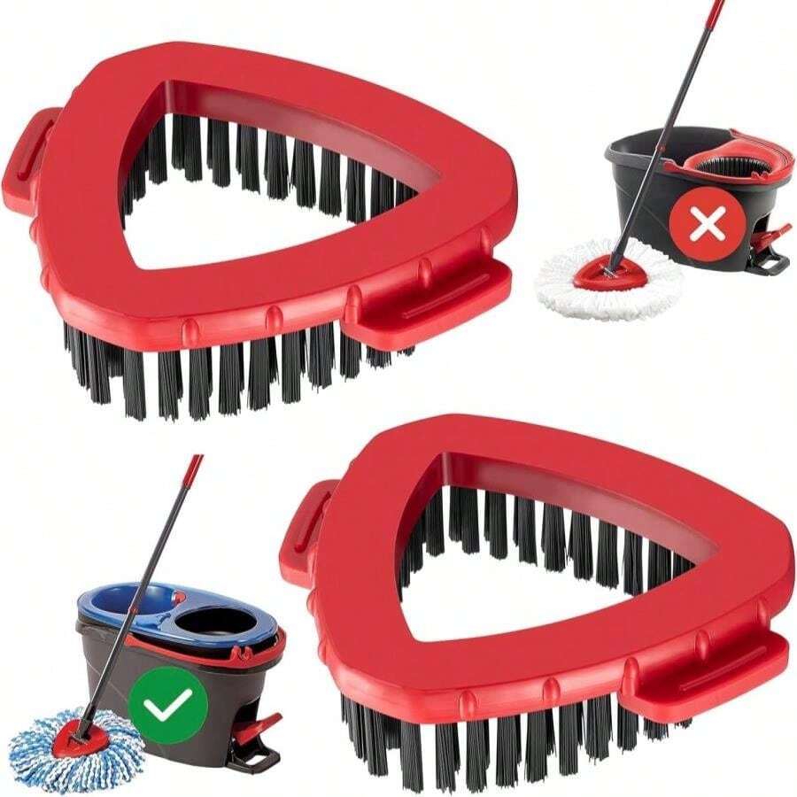 2 Pcs Scrub Brush Replacement Head For O Cedar EasyWring Spin Mop 1 Tank System, Shower Floor Scrubber, Microfiber Triangle Hard Bristle Cleaning Brush For Bathroom Kitchen Pool, Glass And Tile Walls - ColorC - 查看 1