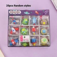 5/10/20/36 piezas Borradores de 3D de diseño de naves espaciales de dibujos animados - Creativos, lindos y desmontables, ideales para recompensas de estudiantes y regalos para niños - Multicolor - Ver 7