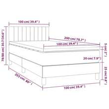 vidaXL Boxspringbett Mit Matratze, Hellgrau, 100x200 Cm, Stoff - Grey - View 7
