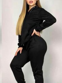 Set de sudadera y pantalón de colores - Negro - Ver 4