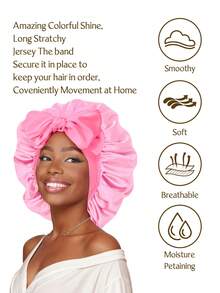 1件装丝缎系带睡帽，黑色，头巾，适合自然发型女性，可作睡帽或睡眠帽使用。 - 多色 - 查看 7