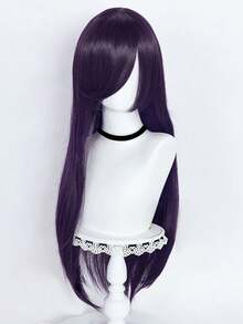 Peruca sintética de 86 cm de comprimento, dourada e lilás claro, ideal para cosplay, festa ou uso casual.