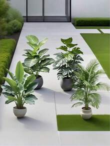 4pcs - Large Artificial Green Plant Palm Tree Set, Includes 48 Big Leaves, Christmas Decor, Modern Wedding Garden Decor; Maintenance-Free Evergreen Prosperity Tree Artificial Plants, Suitable For All Seasons; Suitable For Potted Christmas Trees For Thanksgiving, Halloween And Other Holidays - Multicolor - View 6